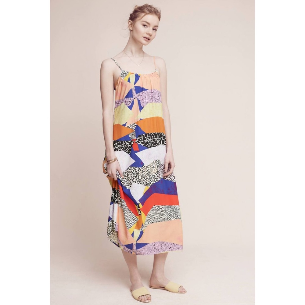 The Odells Printed Multi-Color Maxi Dress with Spaghetti Straps - Medium